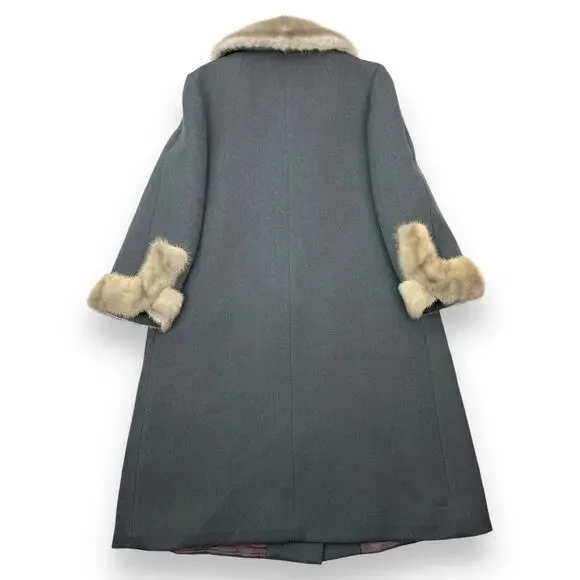 ❌SOLD❌1950's union gray wool and mink fur swing coat by TOWNLEY SAMTERS for NINA - Picture 2 of 14